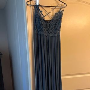 Free people Adella slip maxi dress in dark blue